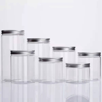 1 اونس 2 اونس 4 اونس 8 اونس شیشه های پلاستیکی شفاف ذخیره سازی مواد غذایی PET با روکش مستقیم با درپوش آلومینیومی